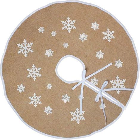 Deux pièces jupe de sapin de Noël toile de jute arbre de Noël couvre-pieds tapis flocon de neige blanc jupe de sapin de Noël ornement de Noël (Kaki, 1,2 m) (1/2)