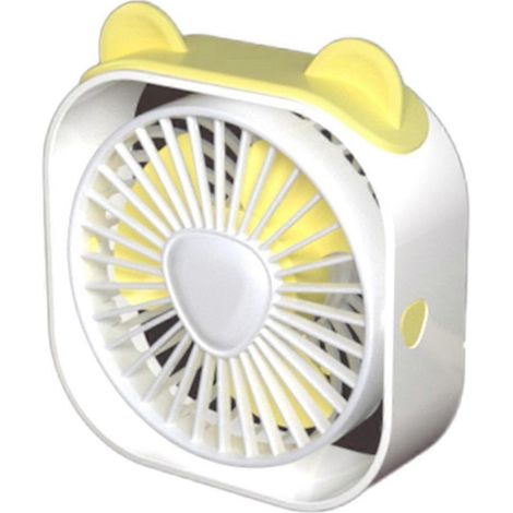 Ventilateur de bureau USB, mini ventilateur de bureau, 3 vitesses de rotation, ventilation puissante, style oreilles d'ours, blanc (1/4)