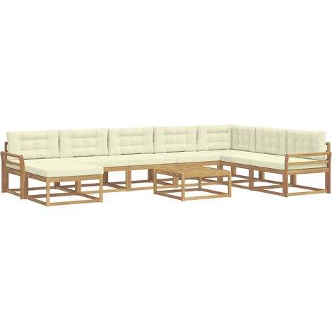 Outdoor Sofa Set 9 pcs White and Cream vidaXL (1/5)