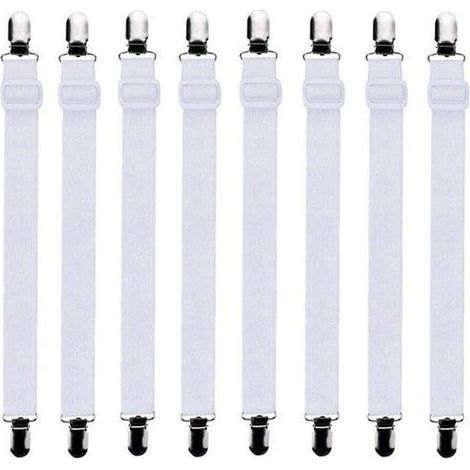 Tendeur Drap Housse - Réglable - 8 Pièces - Blanc - 60cm à 200cm (1/5)