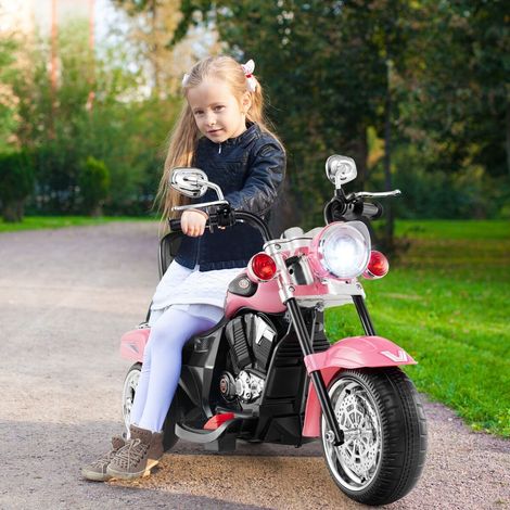 Electric Motorcycle Scooter 3 Wheels for Kids 6V 3 Km/h Sound and Light Effect 3 Years + Chopper Style Black+Pink (1/5)