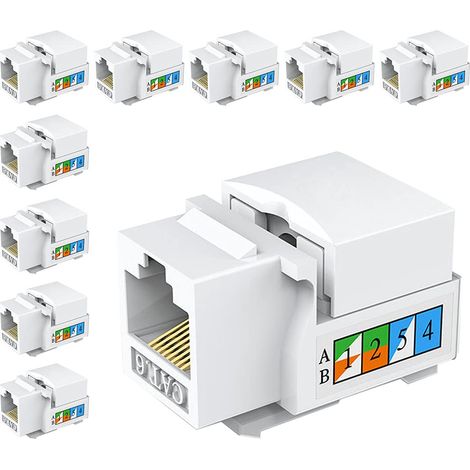 10 Pièces Prise Keystone Cat6, prise murale Ethernet, coupleur réseau Cat6 - compatible Cat5/5e/6