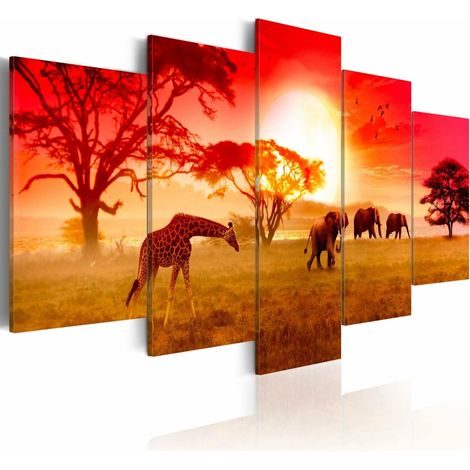 Tableau couleurs ensoleillées de l'afrique - 200 x 100 cm (1/4)