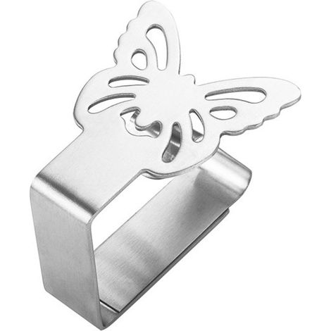Confezione da 6 clip per tovaglia in acciaio inossidabile con grafica, clip per tovaglia multi-grafica ad alta elasticità, clip di fissaggio mobili adatte per tovaglie da tavolo per esterni e interni (1/5)