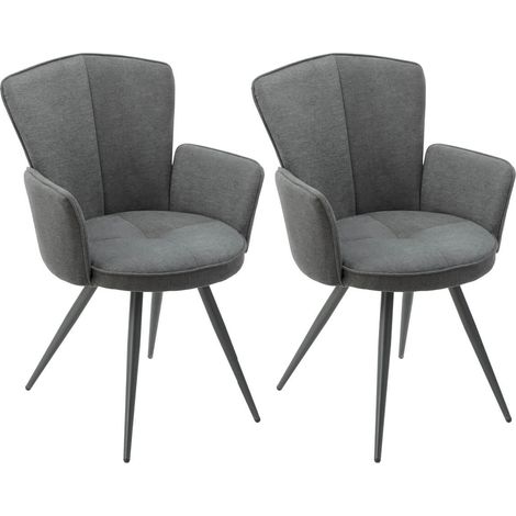 MALO - Lot de 2 Fauteuils Matelassés Gris Piètement Mat (1/3)