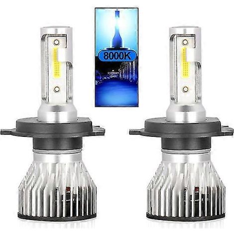Ampoules LED pour phares Lslight 9008 H13 (feux de route/croisement) H4 9004 9007 6000K, compatibles avec les phares de voiture H1 H3 H7 H11 9005 9006 9012 et les mini-feux antibrouillard (8000K bleu (1/5)