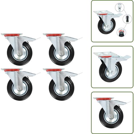 Ruote per carrelli - vidaXL Ruote Girevoli con Doppio Freno 4 pz 160 mm - Ruote per tavoli