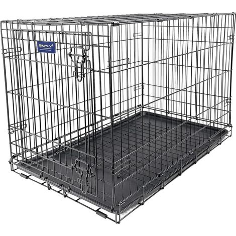 Cage de transport pour chien en fil métallique avec 1 porte Noir avec plateau inférieur en plastique (L) (1/5)