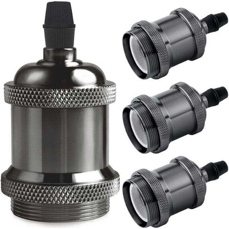 Douille E27 - Suspension rétro Edison, adaptateur en céramique solide, 4 douilles noir nacré (1/4)