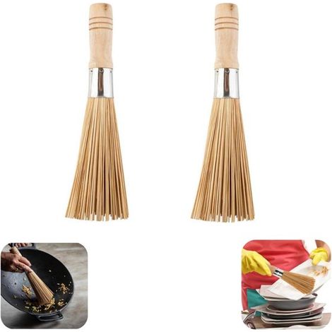 Brosses de nettoyage de poêles lot de 2 de 30 x 3,3 cm - brosses à poignée pour casseroles, brunes (1/5)