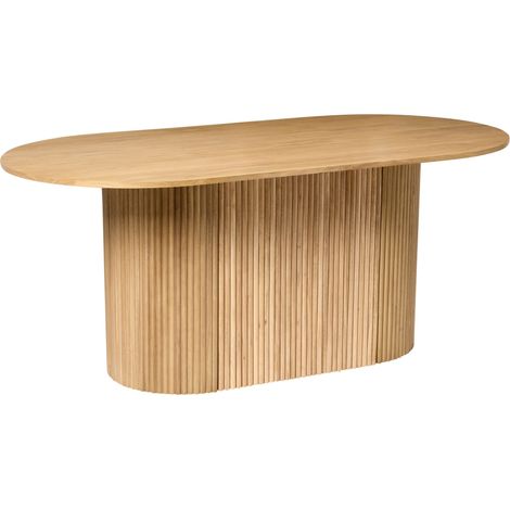 Tavolo da pranzo per sala da pranzo Cucina 180 x 90 cm Gambe in legno massello Impiallacciatura rovere chiaro Lunnin