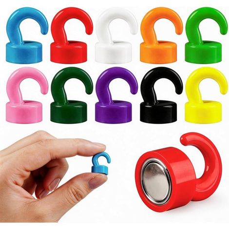 Mini imanes potentes con ganchos para oficina，bonitos ganchos magnéticos de neodimio para el refrigerador，paquete de 10 unidades (multicolor) (1/5)