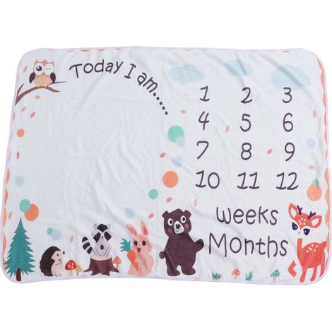 Couverture Douce Animaux pour Nouveau-né - Tissu Photo Mensuelle Bébé, Idéal Événements et Progression Enfant (1/5)