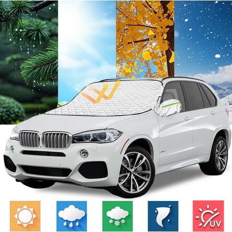 Couverture Pare Brise Voiture, Bâche Pare Brise Hiver Protection Pliable, Universel Couverture Pare Brise avec Magnétiques Anti Givre et Neige, UV, Poussière (1/5)
