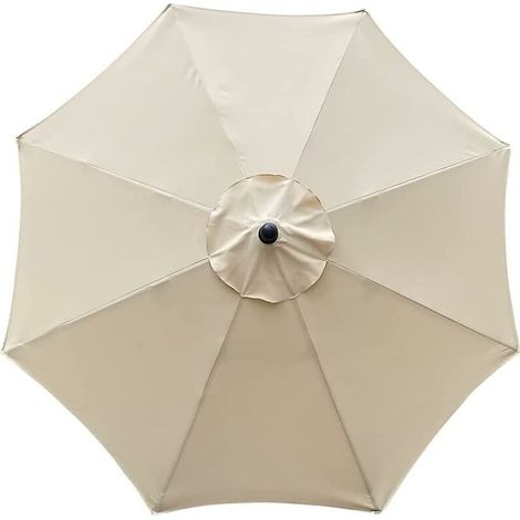 Housse de parasol, 8 baleines, 3 m, imperméable, résistante aux UV, tissu de remplacement, pour terrasse, extérieur, terrasse, beige (1/5)