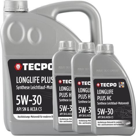 TECPO Motoröl 8 Liter 5W-30 LONGLIFE Plus HC Synthese passend für ACEA C3 / API SN / 504 / 507 / 229.31 / 229.51 / LL-04 / C30