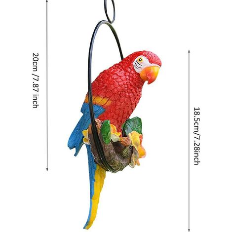 VURAHOME -Statue De Perroquet Figurine De Perroquet, Décoration Jardin Exterieur Animaux, Statue De Jardin en Résine pour Le Collectionneur d'oiseaux Tropicaux Amoureux De La Nature,,(Rouge) (1/4)