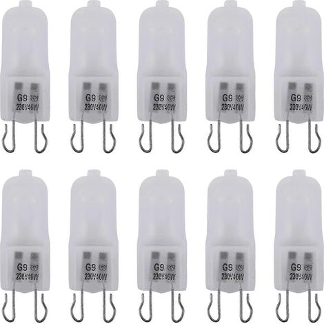 Lot de 10 ampoules halogènes G9 blanc chaud, capsule dépolie, 40 W, 230 V, comme illustré. (1/5)