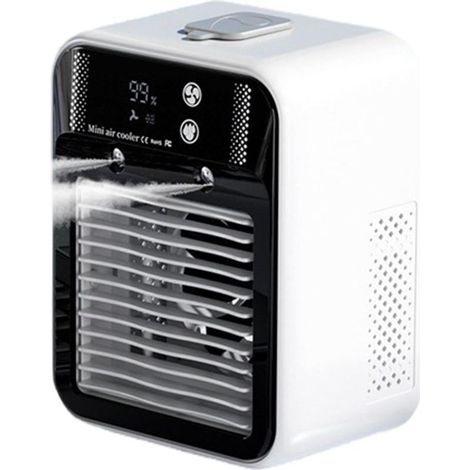 Tragbare Klimaanlage mit 2 Geschwindigkeitsstufen, Luftkühler mit 500-ml-Tank, Luftbefeuchter und Luftreiniger, Wasserventilator-Kühler für Camping, Büro, Zuhause, Reisen, Schlafzimmer (1/5)