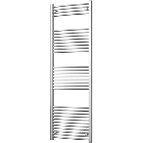 Zennor - Chrome Heated Towel Rail - H1800mm x W600mm - Curved (1/3)