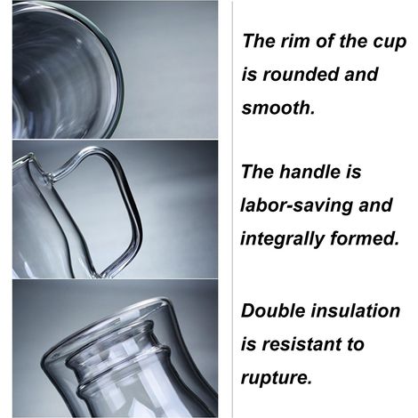 Mug en Verre Transparent avec Anse pour Bière, Café ou Thé - 550ml