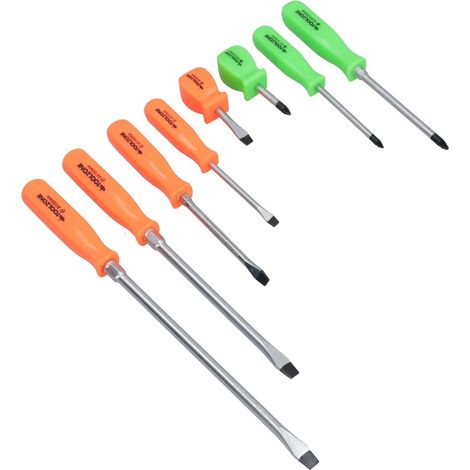 SCREWDRIVER SET 8PC MAGNETIC TIPS PZ1 PZ2 HI VIS MECHANIC SCREWDRIVER SET SD220