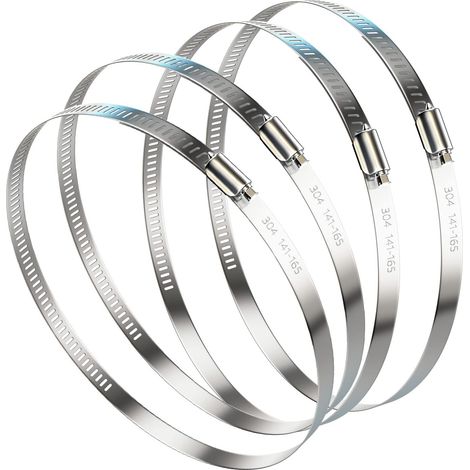 141-165mm Clip de tuyau réglable 304 en acier inoxydable 4 Pack Worm Drive Clips de serrage de tuyau de conduite de 6 pouces de diamètre de tuyau de carburant (1/5)