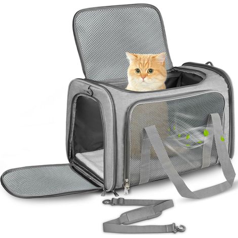 Sac de transport pour animaux de compagnie pliable et respirant pour chat et chien, sac de voyage portable avec coussin lavable, idéal pour avion et voiture (1/5)