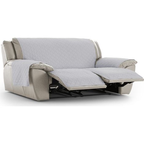 Fijalo – Housse de canapé relax 3 places – 100 % polyester – Antidérapante et matelassée – Couleur gris 06 – Protection confortable (1/5)