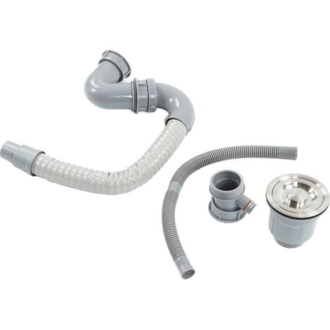 Ensemble de bonde d'évier en acier inoxydable avec cage, tuyau coudé en S et panier de vidange pour évier de cuisine/salle de bain. (1/5)
