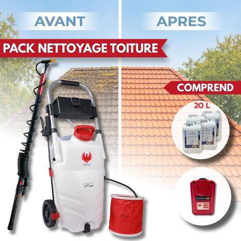 PRO SPRAYER EVO PHOENIX 1 BAT + 5,10 OU 20L ULTRA D'MOUSS + perche télescopique EVO 5.4 m 20 L