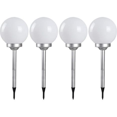Boule lumineuse solaire - JUANIO - Lot de 4 - Ø20 cm - H53 cm - LED solaire