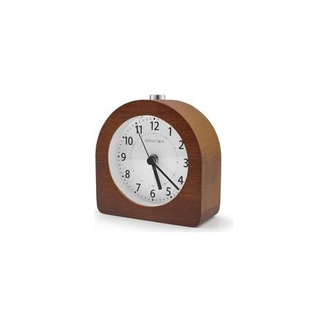 Réveil à piles avec fonction snooze, réveil de voyage lumineux en bois, silencieux (sans tic-tac), aiguilles analogiques, sonnerie montante, bois foncé. (1/4)