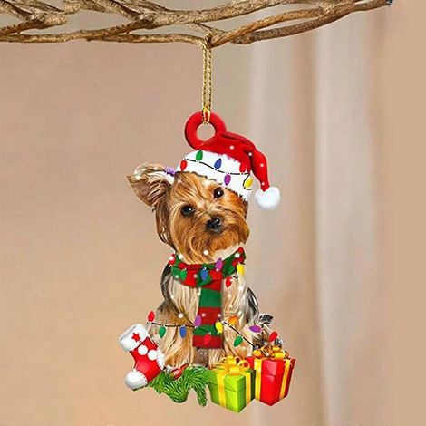 Boule de Noël avec chapeau de Noël, décoration de sapin de Noël, gnome de Noël en bois, chien de Noël, pendentif de sapin de Noël, boule de Noël (1/5)