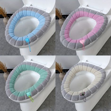 4 coussins siège toilette élastiques épais lavables, hiver automne (1/3)