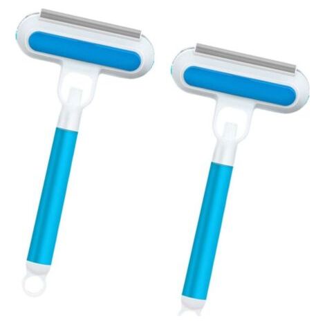 Deux brosses à vaporiser bleues (1837cm chacune) pour nettoyer les poils de chat sur les tapis, les lits et les moustiquaires. (1/5)