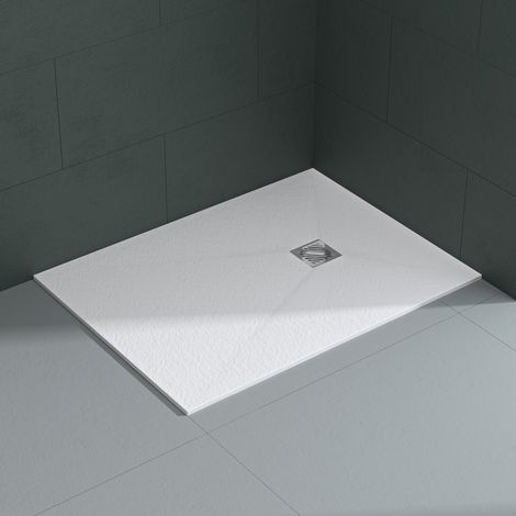 Mai & Mai Duschwanne 80x120x3cm Duschtasse aus Mineralguss Mineralgusswann Weiß Matt Rechteckig DIN-Anschlüsse Geoma09 (1/5)