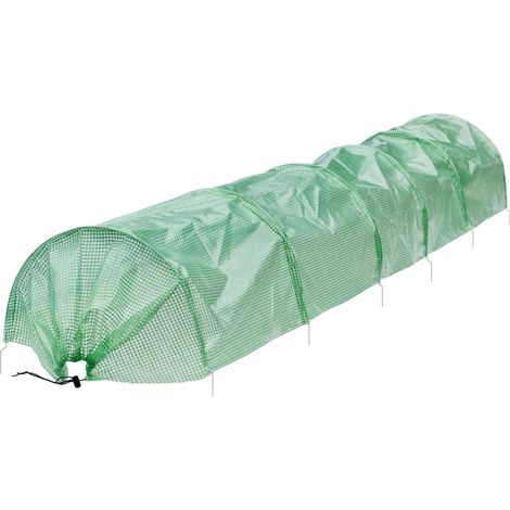 ECD Germany Tunnel per Coltivazione 300x55x35 cm 3m Trasparente / Verde in PE Foil Tunnel Vegetale 135 g / m² con 6 Fili di Acciaio ad Arco Ø 2mm Foglio Serra Fredda Tenda da Coltivazione per Orto