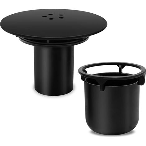 Capot Bonde Douche 115MM Universel Bonde de Douche Siphon Douche Couvercle de Rechange Utilisé pour Les 90MM Vidange de Douche,Fermeture Anti Odeurs (Noir) (1/5)