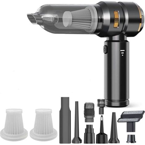 Aspirateur à main 4 en 1 sans fil, 3 vitesses 80 000 tr/min, puissant, aspirateur à main sans fil, mini aspirateur, pour voiture, maison et poils d'animaux (1/5)