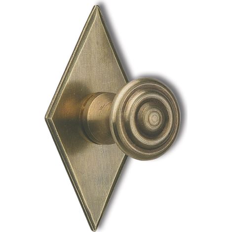 Bouton de meuble à carreaux Ø 25 mm – Bouton pour armoire avec plaque 35 x 68 mm – Poignée rustique pour meubles, laiton patiné