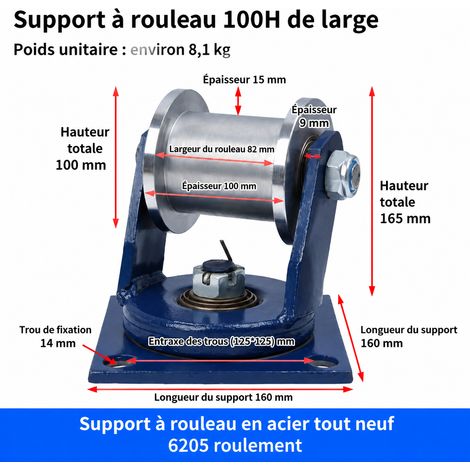 Galet de guidage 100H gorge 82 mm en acier inoxydable avec support universel vert vert 100h 82 – Livraison gratuite