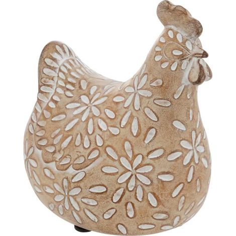 Statuette Poule Déco "Linda" 20cm Beige (1/3)