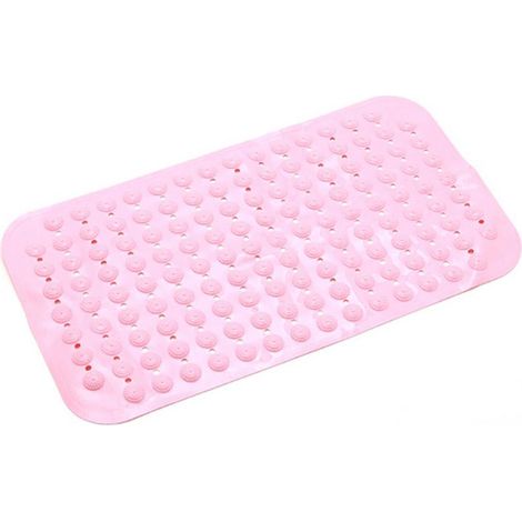 Tapis De Douche Adhésif Antidérapant Avec Ventouses En Caoutchouc Pour Baignoire Salle De Bain Rose (1/2)