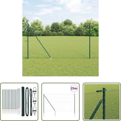 Zaunpfosten - Zaunpfosten Grün 25 x 1,6 m (25 mm Netz) Stahl und PVC (1/5)