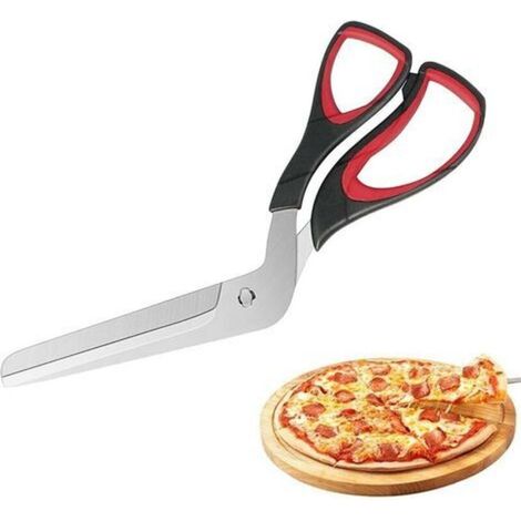 Ciseaux à Pizza, Ciseaux de Cuisine Multifonctionnels, Acier inoxydable, 27 CM, Noir Rouge (1/4)