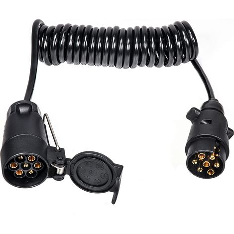 Prise Remorque 7 Broches Femelle avec Cable 2.5 m, 12v Adaptateur Prise Remorque, Accessoire Remorque, pour Voiture, Caravane Camion, Remorque, Véhicule Utilitaire