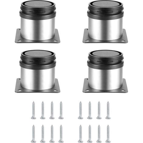 4 Pièces Pieds de Meubles Réglables, Pied de Table Reglable Hauteur Métal, Pieds Meuble Cuisine, Pieds de Meubles Armoires éTagèRes Table Acier Inoxydable, avec Vis - 50x50 mm
