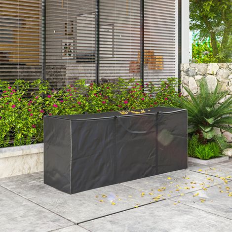 Sac de rangement pour coussin de jardin housse de coussin d'extérieur tissu Oxford avec poignées 175 x 55 x 75 cm noir (1/5)