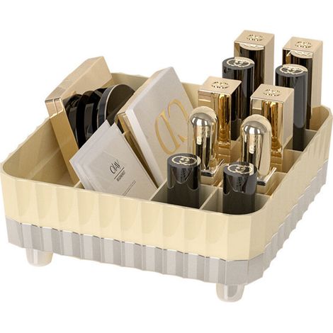 Lntyq Organisateur de Maquillage Compartiments Séparés Organisateur de Rouge à Lèvres Stockage de Rouge à Lèvres 12 Emplacements de Stockage Cosmétique Convient Pour Eyeshadow Bijoux Blanc Laiteux